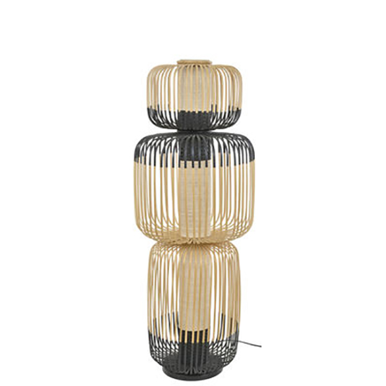 Totem Bamboo LIGHT 3 Lumières Lampadaire Noir