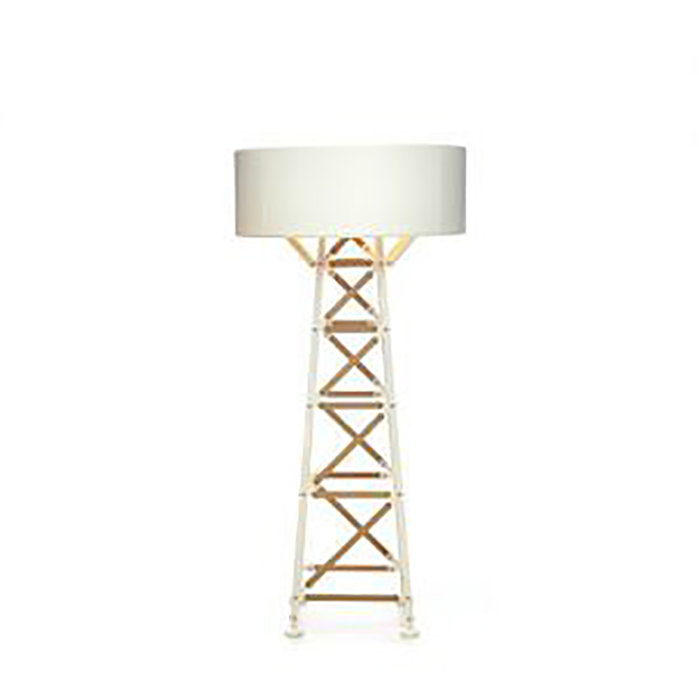 Construction Lampadaire H.139cm Blanc/ Bois