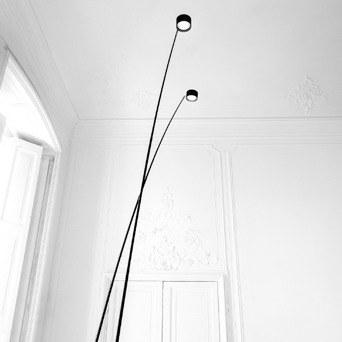 Lampadaire SAMPEI 290 Variateur Réflecteur Orientable 3000K Finition Noir Mat